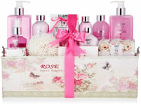 Coffret Cadeau Femme 15 Pcs. Ensemble Rose Classique Set de Bain et Corps