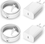 2-Pack 20w Chargeur Rapide Usb C Et 2m Cable Pour Iphone 16/16 Pro/16 Pro /16 Plus/15 Pro/15 Pro /15plus/Ipad Pro, Samsung Galaxy S22, Usbc Pr Secteur Mural Type C Alimentation Adaptateur[X1013]