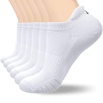 coskefy Sports Socks Cotton Trainer Socks for Men Women Cushioned Ankle Running Socks Athletic Walking Socks (6 Pairs), White (M03), UK 3-5/ EU 35-38