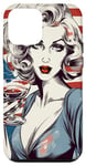 Coque pour iPhone 12 mini Retro Patriotic Pin-up Vintage USA Flag American Beauty Girl