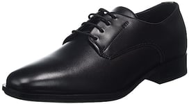 BOSS Mens Colby Derb Leather Derby Shoes with Signature Trims Size 6.5 Black