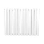 Radiateur à Colonne Ovale 600mm x 780mm, Chauffage Moderne Horizontal à Tube Ovale en Acier au Carbone Blanc Brillant, Cuisine Salon Salle de Bain [Brosse, Attaches Murales & Supports INCLUS]