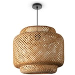 Paco Home - Plafonnier Bambou Suspension Boho Salon Lampe En Osier Suspendue Vintage E27 Beige (Ø40cm), Lampe à suspension - Type 1