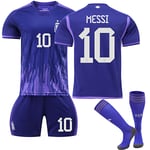 Argentina 22-23 Bortalag Jersey Lionel Messi Nr 10 Fotbollströja kit H 26