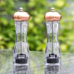 18cm Copper Coloured Salt & Pepper Mills Set Pots Grinders Shakers Rose Gold