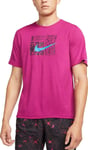 Nike Miler D.Y.E. T Shirt Mens Purple Berry XXL Dri-Fit Gym Run Training Swoosh