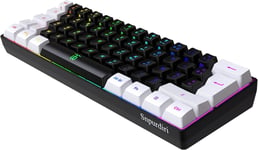 Clavier Gaming Azerty 60 Poucent Blanc Et Noir Filaire Rgb Rétro-Éclairé, Mini Clavier Gamer Ultra-Compact À 61 Touches Pour Gaming, Pc/Mac, Dactylographe, Voyage