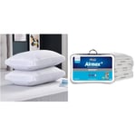 Silentnight Airmax Firm Bed Pillows – with Foam Core Breathable Cooling Cool Pillows Pack of 2 & Airmax King Size Duvet – 10.5 Tog Breathable All Season Duvet Quilt