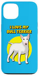 Coque pour iPhone 13 J'adore mon White Bull Terrier