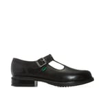 Kickers Girls Girl's Junior Lach T-Bar Leather Shoes in Black Leather (archived) - Size UK 4 Infant