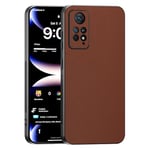 TAUYN Coque pour Xiaomi Redmi Note 11 Pro Plus (11 Pro+), Ultra-Fin Premium PU Cuir Back et Monture en Silicone Souple Etui, Antichoc, Anti-Rayures Bumper Housse. - Brun