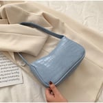 Enkla axelväskor Damer Krokodilmönster Små Crossbody-väskor För Shopper Retro PU-läderhandväskor Lady Tote Bag Clutch blue