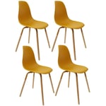 Lot de 4 Chaises scandinave en polypropylène et métal - Longueur 49 Largeur 45.8 Hauteur 85.8cm - Jaune