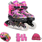 GYY Skates en Ligne réglables, Chaussures à roulettes avec Roues Lumineuses, avec des Cadres en Aluminium, pour garçons Filles Enfants Enfants Enfants Enfants (Color : Pink, Size : 39EU)