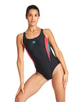 Arena Femme Threefold V Back R One Piece Swimsuit, Black-black-anguria, 46 EU