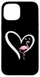 Coque pour iPhone 15 Flamant rose en forme de cœur - Flamant rose mignon