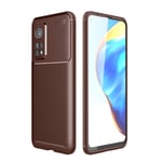 SHIEID Für Xiaomi Mi 10T/10T Pro 5G Hülle Kohlefaser-Telefonhülle [Ultra-Thin] [Weiches Silikon] [Stoßfest] Schutzhülle Handyhülle für Xiaomi Mi 10T/10T Pro 5G-Braun