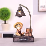 Ett stycke modell lampa harts japansk anime staty bordsprydnad med ljus Monkey D Luffy