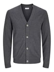 JACK & JONES Men's Jjeemil Knit Button Cardigan Noos Sweater, Dark Grey Blend, XXL