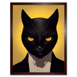 Le Chat Noir Black Cat Tuxedo Yellow Portrait Art Print Framed Poster Wall Decor 12x16 inch