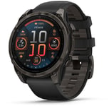 Garmin Fenix 8 Amoled 47mm, Sapphire Carbon Gray DLC Titanium - Black/Pebble Grey Silicone Strap, 47 mm