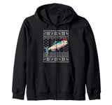 Ugly Sweater Xmas Lights Santa Rainbow Trout Fish Christmas Zip Hoodie