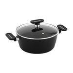 Techwood Casserole/Faitout 28cm en Aluminium Forgé avec Revêtement Marbré Anti-adhérent - Polyvalente pour Induction et Plus