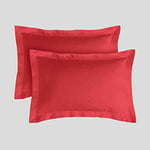 GC GAVENO CAVAILIA Drap-Housse 100% Coton égyptien, 200 Fils au Pouce carré ou taies d'oreiller Oxford, Flanelle, Rouge, 50X75 (O)