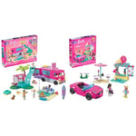MEGA Barbie Car Building Toys Playset, Dream Camper Adventure with 580 pieces Barbie Car Building Toys Playset, Convertible and Ice Cream Stand with 225 Pieces, 2 Micro-Doll
