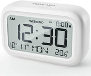 DOOMAY Digital Alarm Clock Bedside - Battery Powered Clock with LCD Display and