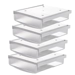 TUKA-i-AKUT 4X 3,5L Tiroirs Sous Bureau, 24x21x8cm Autocollant Boîte à Tiroirs Cachée Organisateur de Rangement pour Bureau/Meuble/Bibliothèque/Armoire de Cuisine, 4 Unités Givré Translucide TKD8606