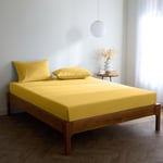 Mellanni Drap Housse 140x200 avec Bonnet 30cm - Doux, Résistant, Anti-Plis, Élastique Tout Autour - (140x200 cm, Jaune)