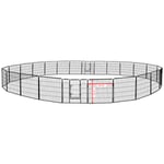 Parc Enclos Cage pour Chiens Chiots Animaux Lapin Métal Solide Petigi 24 Panneaux 80 cm