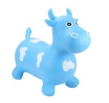 Happy Hopperz Inflatable Bouncy Animal with Grippable Ears/Horns, Easy to Clean Space Hopper for Indoor and Outdoor Play, Bouncing Toy, Pump Included, 12 Months-5 Years, Big Face Blue Bull