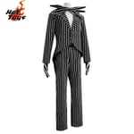 Aikuinen Kid Jack Skellington Cosplay-asu Joulu Jack Skellington Virkapuvut Raidalliset Miesten Puku Pelottava Kauhu Jack halloween-asut