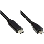 Good Connections Câble de connexion USB 2.0 - USB-C mâle vers USB 2.0 Micro B mâle - Conducteur en cuivre, double blindage, transfert de données 480 Mbit/s - Noir - 2 m