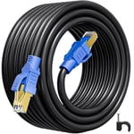 Cable Ethernet Cat 8 10m, RJ45 Cable Reseau 40Gbps 2000MHz Blindé Câble Ethernet 10m Haut Débit SFTP Anti-brouillage Câble LAN Cat 8 10m Compatible Cat7 Cat6, Pour Routeur Switch Modem (10.[G1558]