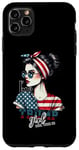 Coque pour iPhone 11 Pro Max Trump Girl Messy Bun Trump 2024 Élection Drapeau américain