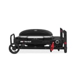 Weber Traveler Compact Gas Grill, 1 Burner, 52 x 36cm Cooking Area, Portable Outdoor BBQ, with Lid Thermometer, Foldable Stand with Wheels, Fits Easily into Any Car Trunk - Black (1500554)