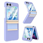 Designed for Galaxy Z Flip 5 Case with Hinge Protection,Samsung Flip 5 Plating Metal Design Shockproof Full Body Protective Phone Case Cover for Z Flip 5 5G(2023)-Purple