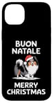 Coque pour iPhone 14 Plus Buon Natale, chien de berger des Shetland, Sheltie, Noël, Italie, Père Noël