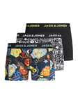 JACK & JONES Boys Jacsugar Skull Trunks 3 Pack. Jr Boxer Shorts, Black/Detail: Black - Blazing Yellow., 128 UK