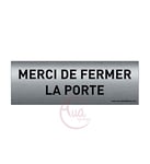 AUA SIGNALETIQUE - Plaque de porte Aluminium brossé imprimé AluSign Texte - 150x50 mm - Double Face adhésif au dos (Fermer la porte 2)