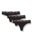 HUGO Triplet Thong Stripe String, Noir 1, L (Lot de 3) Femme