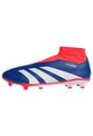 adidas Predator League Laceless Football Boots Firm Ground Shoes, Lucid Blue/Cloud White/Solar Red, 8.5 UK