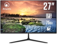 Moniteur 27 pouces, écran 27"" IPS 75Hz, Full HD 1920x1080, VGA HDMI DP, MULTIMEDIAL, FreeSync, Sortie audio/casque, Tilt, Temps de réponse 5ms, Contraste 1000:1,Angle 178/178, Câble HDMI 1.5m