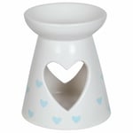 Aroma Accessories Blue Hearts Pattern Ceramic Wax Melt Burner 13cm high 