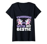 Womens Friends Twinning With My Bestie Funny Spirit Week Girls V-Neck T-Shirt