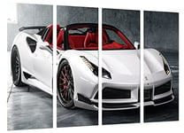 Cuadros Camara Tableau moderne Photographique Voiture de sport, Ferrari 488 Blanc, 131 x 62 cm, Réf. 27244