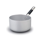 Pentole Agnelli Ligne Aluminium Induction Casserole, Fond à Induction avec 1 Manche Cool Haute 16 cm Argent